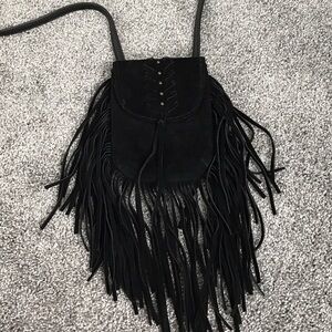 Lucky Brand Black Fringe Crossbody Bag